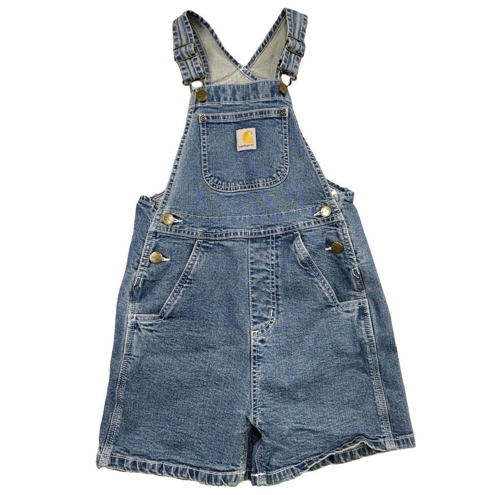 Carhartt Girl's Bib Denim Overall Shorts Shortalls Size 10 Country Western Rodeo